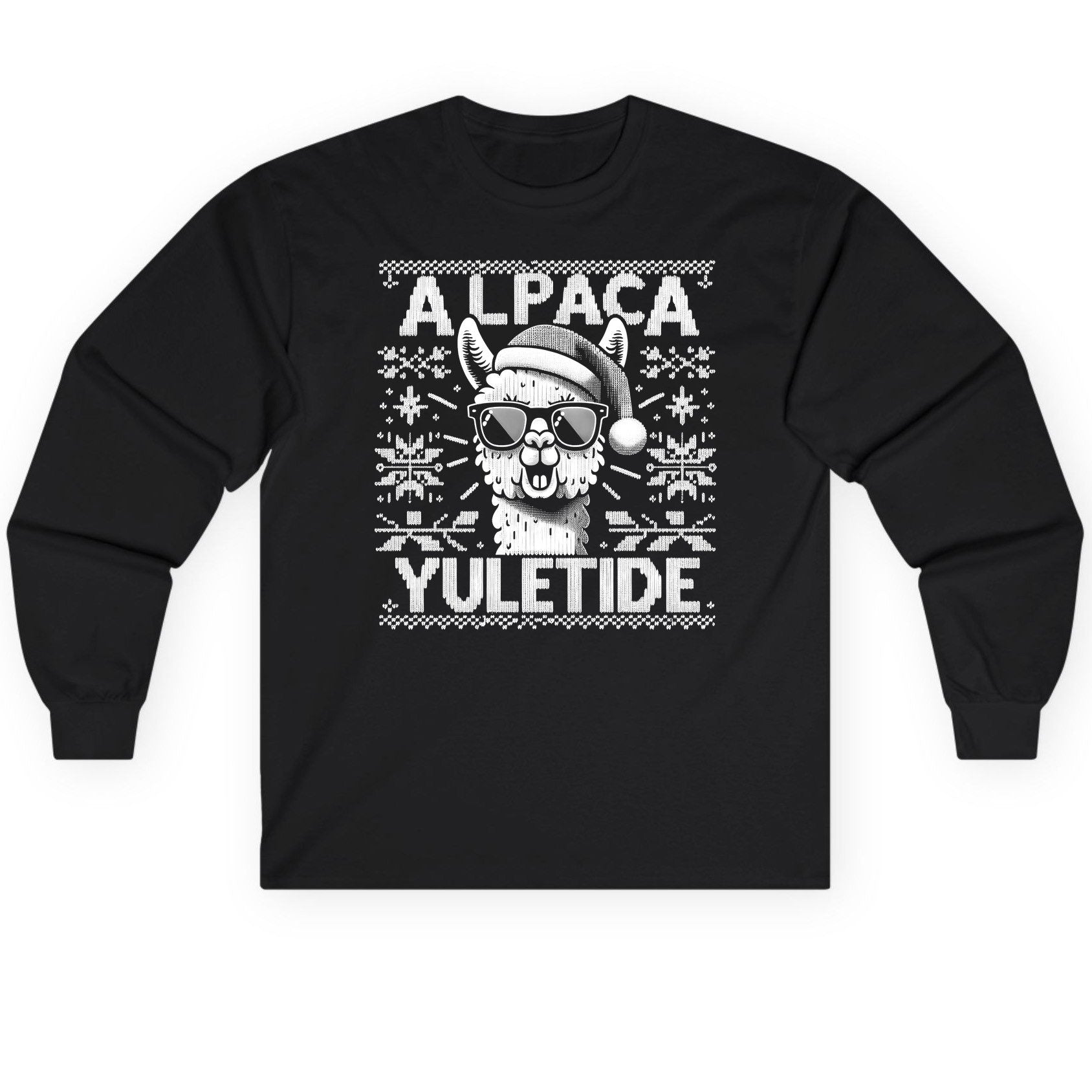 ALPACA Yuletide Funny Lovers Long Sleeve Tee - product mockup - Black