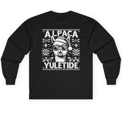 ALPACA Yuletide Funny Lovers Long Sleeve Tee - product mockup - Black