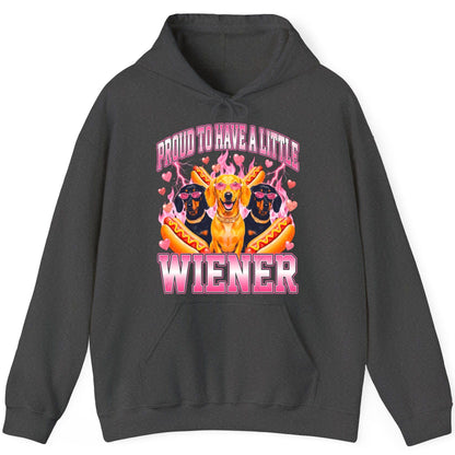 Proud to Have a Little Wiener dachshund Hoodie Dark Heather product mockup