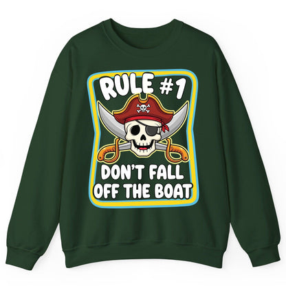 Rule 1 Don't Fall Off the Boat pirate Sweatshirt Forest Green product mockup