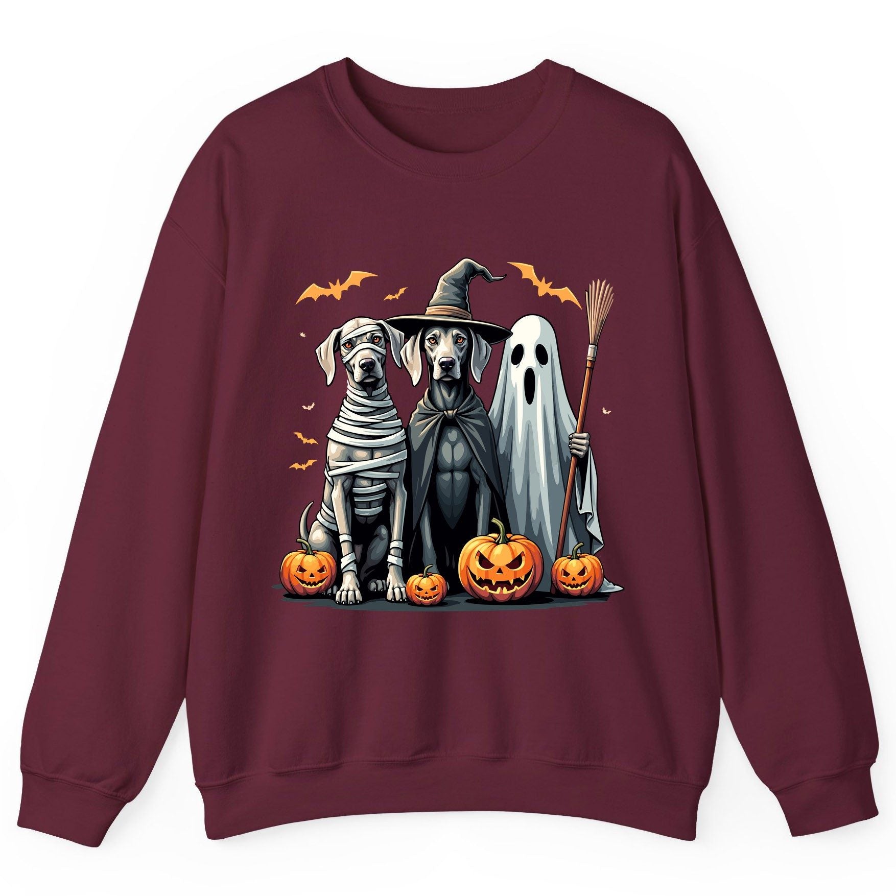 Halloween Weimaraner Dogs Halloween weimaraner dogs Sweatshirt Maroon product mockup