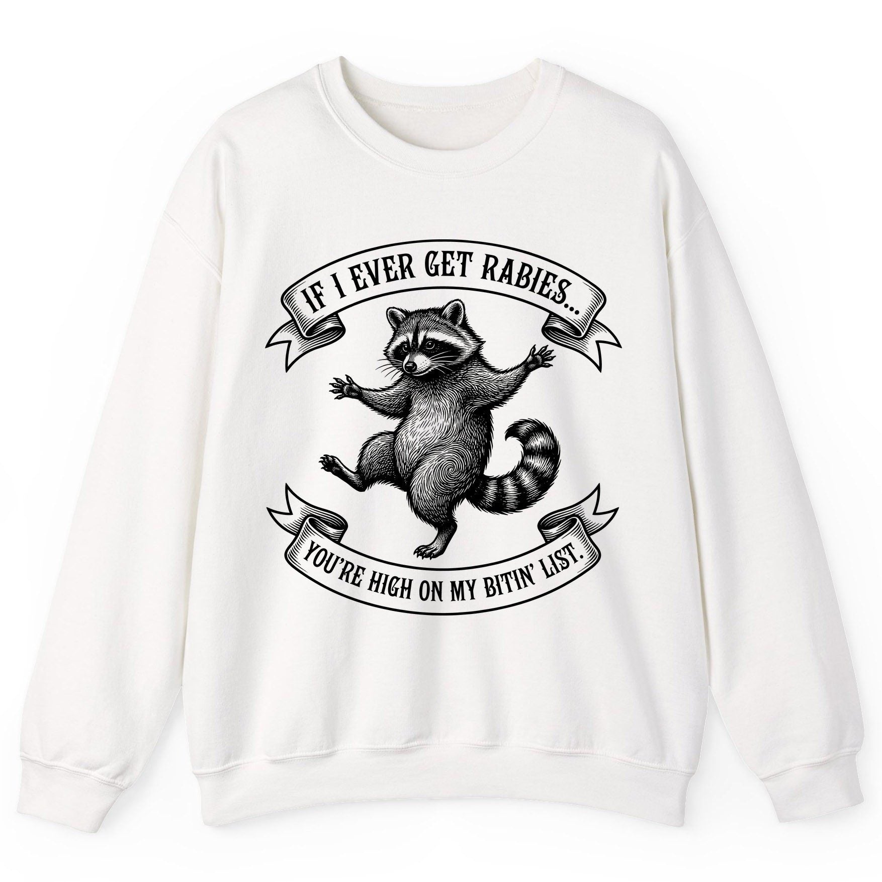 Subtle Raccoon Sketch raccoon Sweatshirt White product mockup