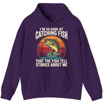 I'm So Good at Catching Fish That the Fish Tell Stories About Me fishing Hoodie Purple product mockup