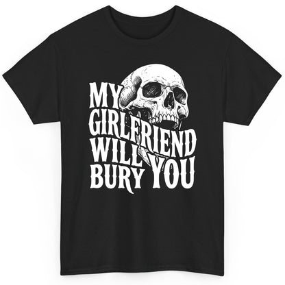 My Girlfriend Will Bury You skull T-Shirt Black product mockup