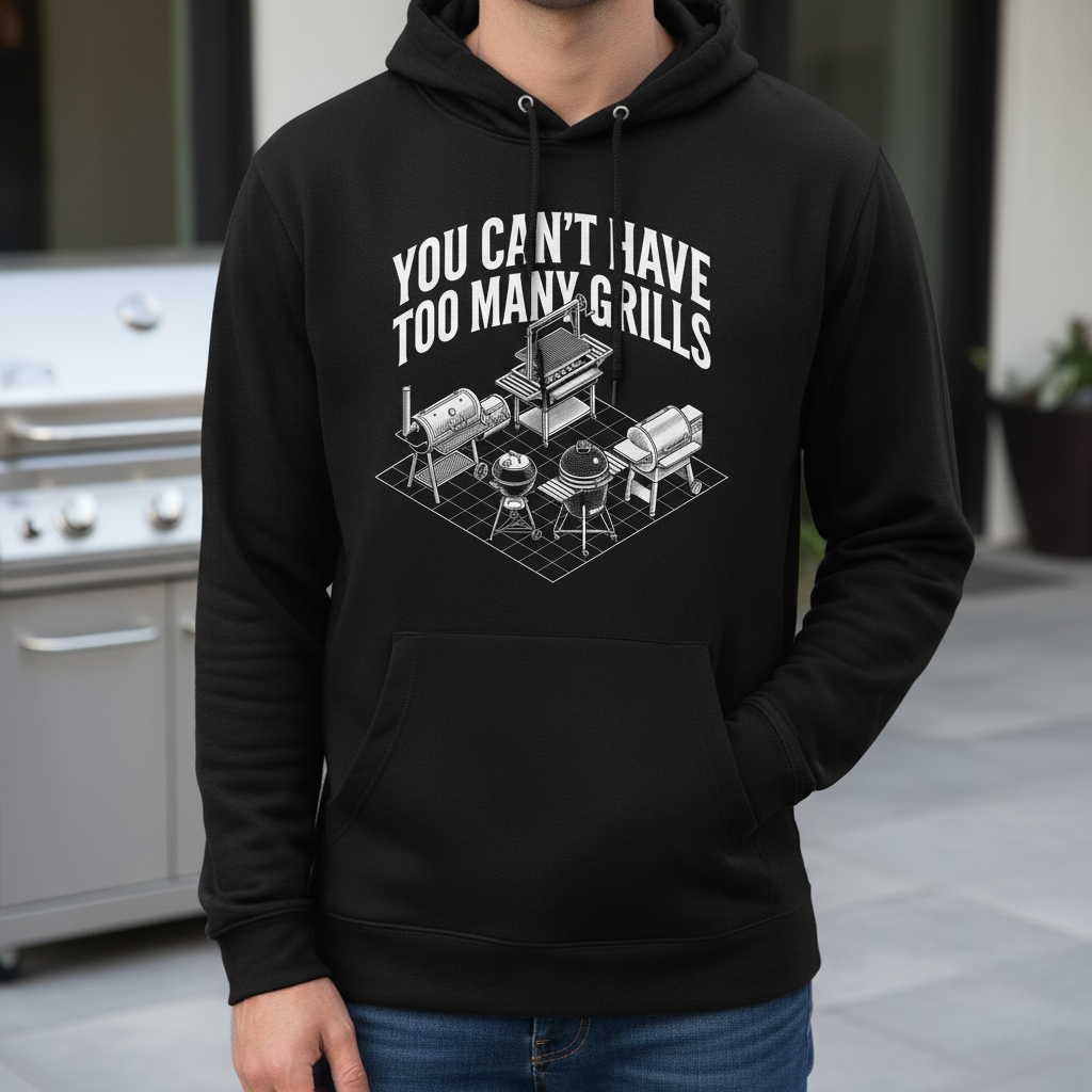 You Can't Have Too Many Grills BBQ Design Hoodie - Black