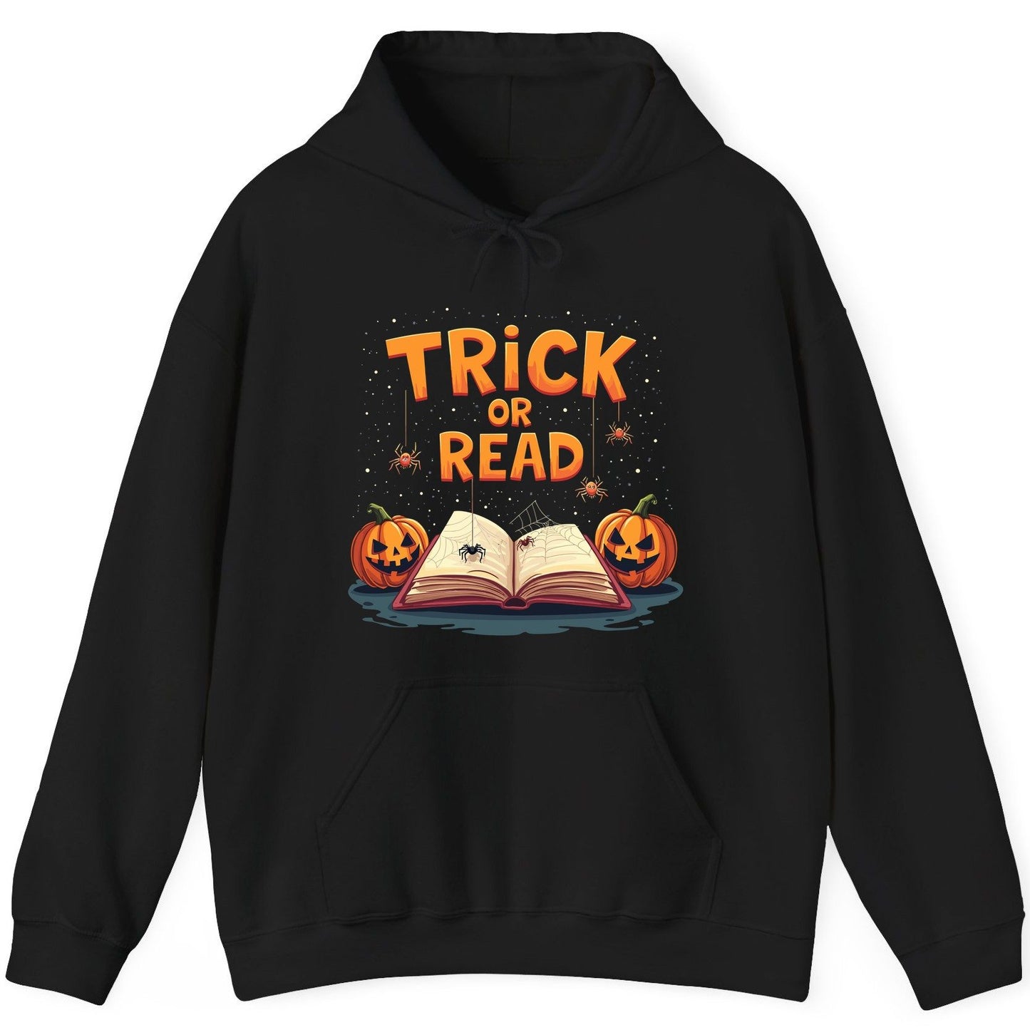 Trick or Read Halloween Hoodie Black product mockup