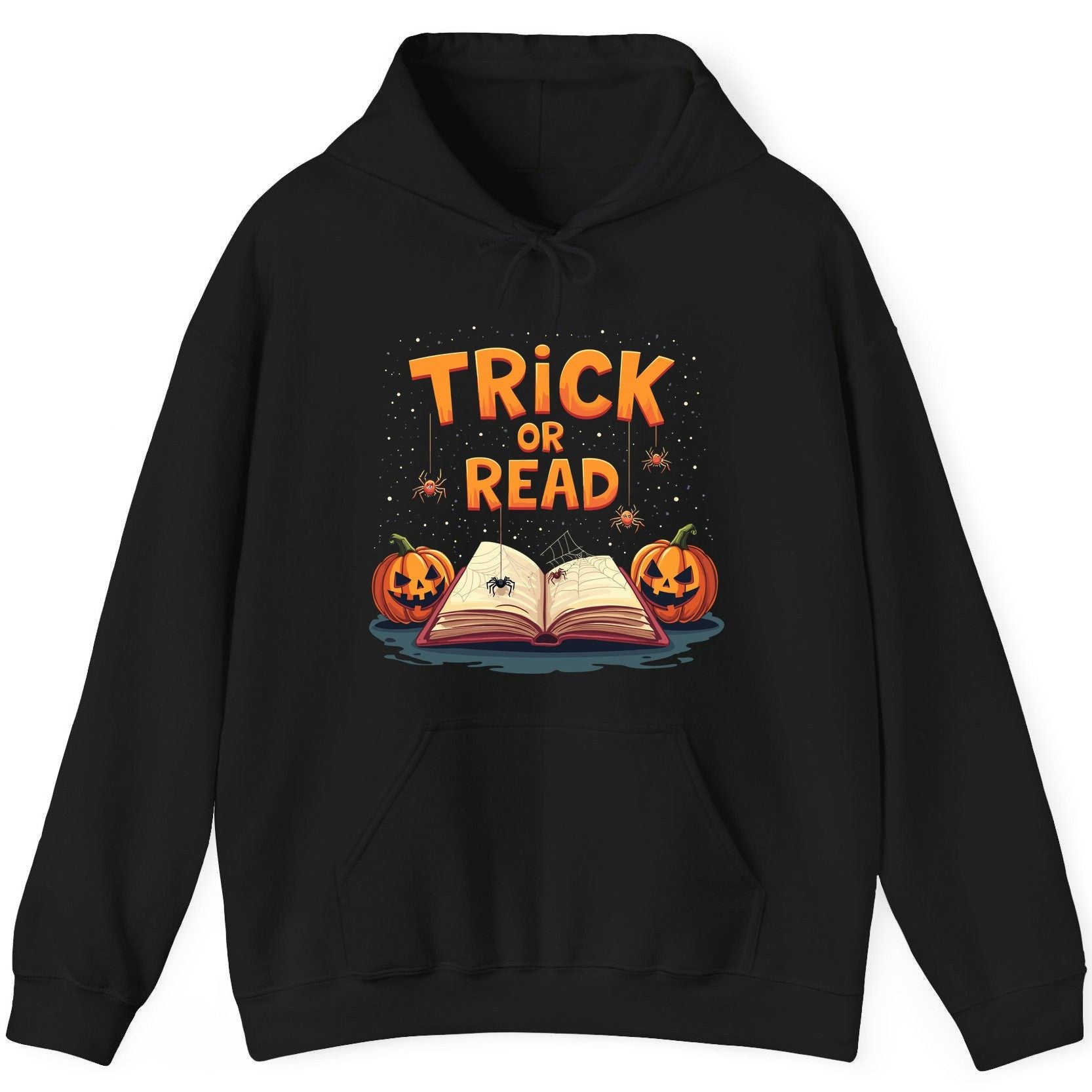 Trick or Read Halloween Hoodie Black product mockup