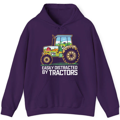 Easily Distracted by Tractors farming Hoodie Purple product mockup