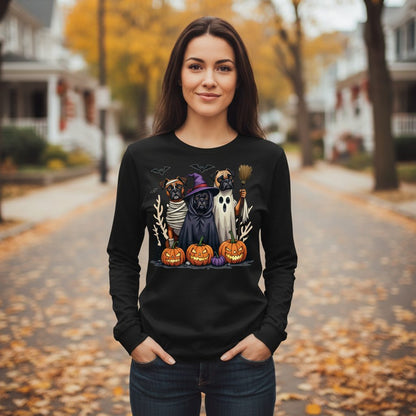 Halloween Dogs in Costume Halloween dogs Long Sleeve Tee Black lifestyle mockup