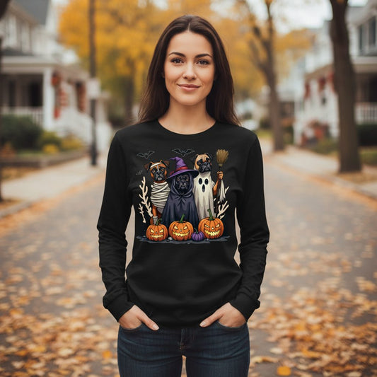 Halloween Dogs in Costume Halloween dogs Long Sleeve Tee Black lifestyle mockup