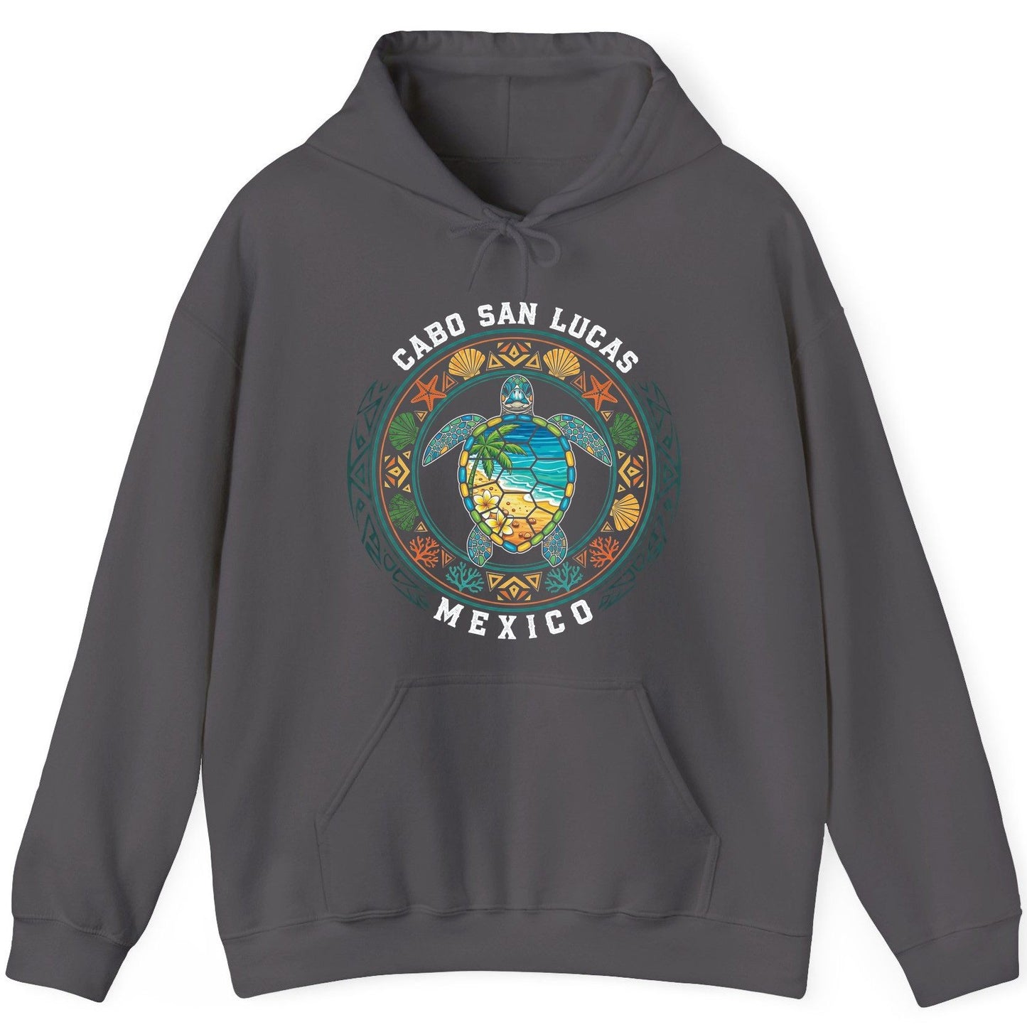 Cabo San Lucas Mexico sea turtle Hoodie Charcoal product mockup