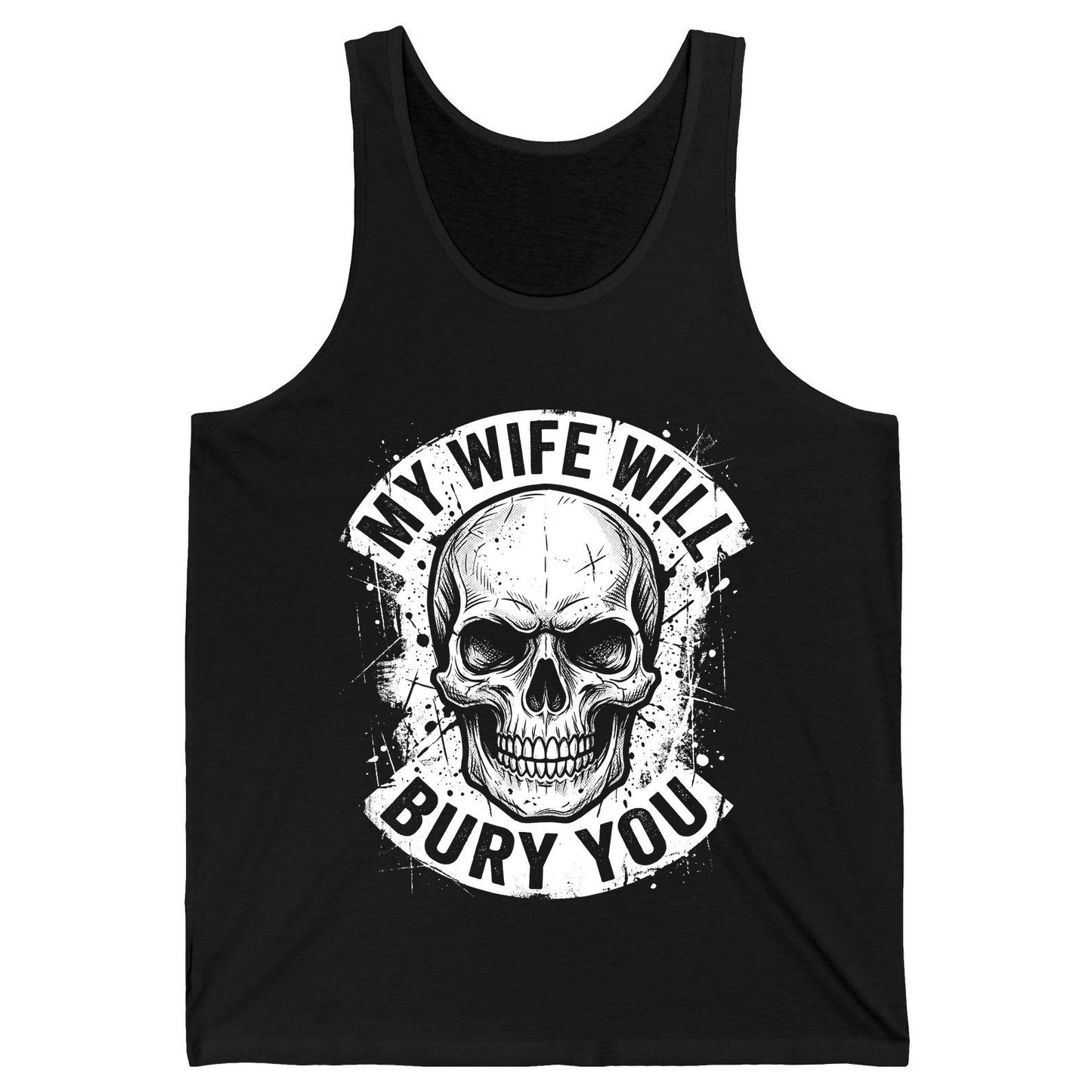 My Wife Will Bury You skull Tank Top Black product mockup