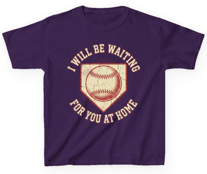 I Will Be Waiting for You at Home baseball Youth T-Shirt Purple product mockup