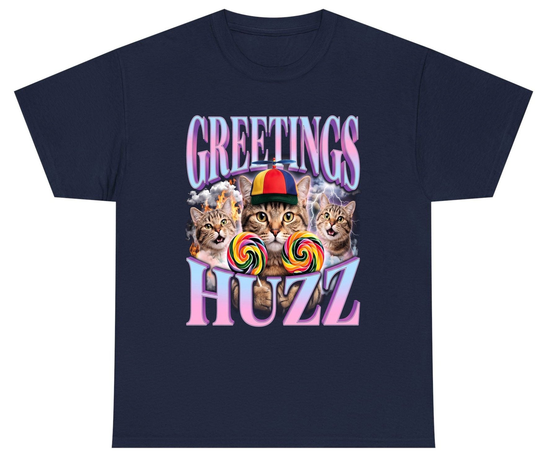 Greetings Huzz Funny Cats Youth T-Shirt - product mockup - Navy