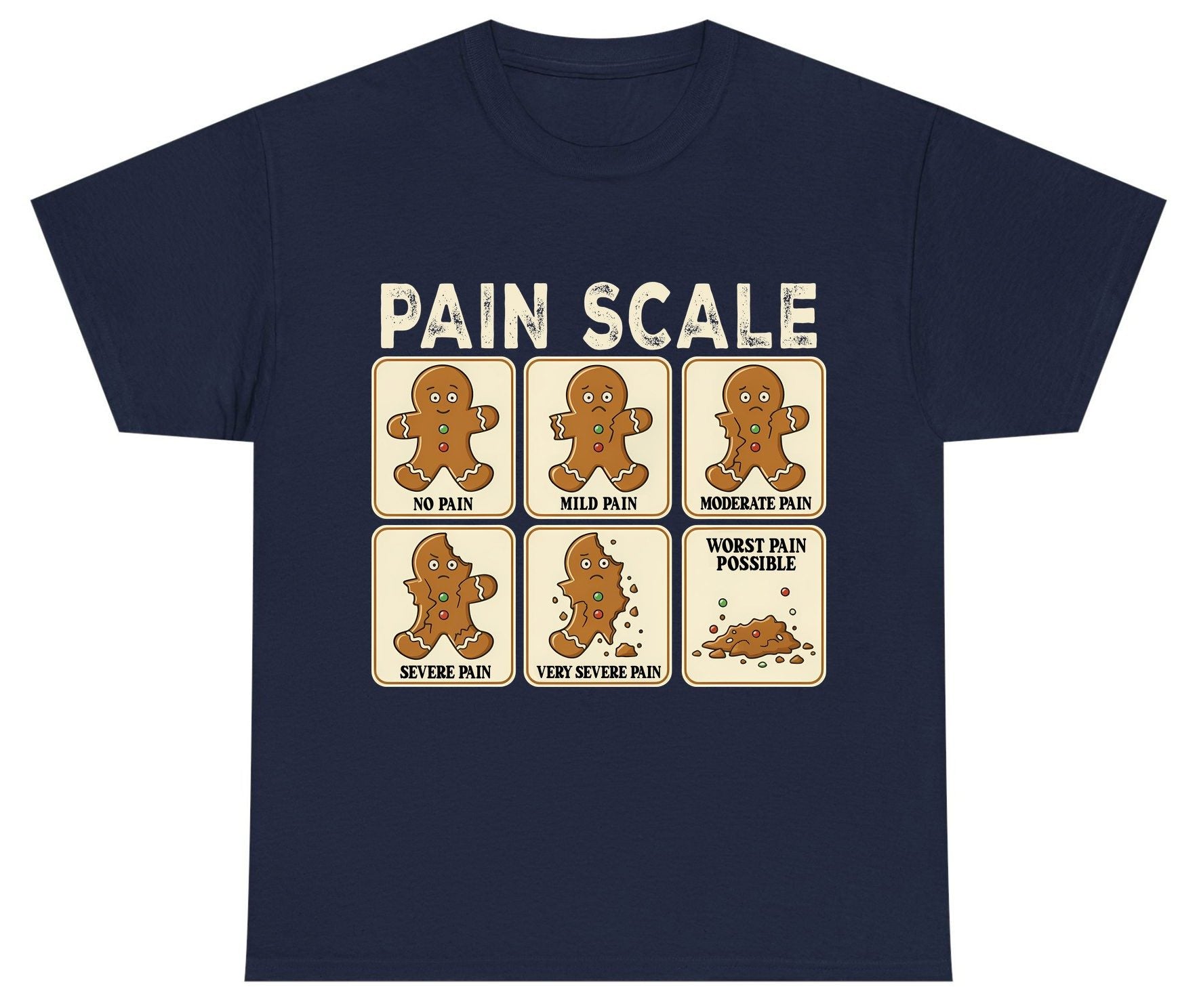 Pain Scale gingerbread man pain scale Youth T-Shirt Navy product mockup