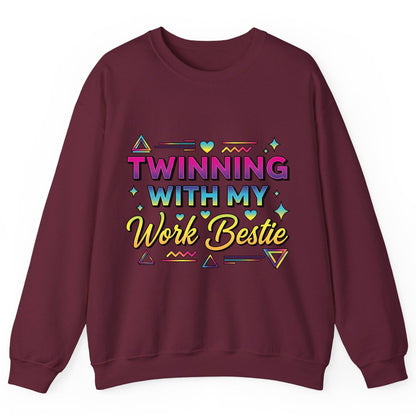 Twinning with My Work Bestie work bestie Sweatshirt Maroon product mockup