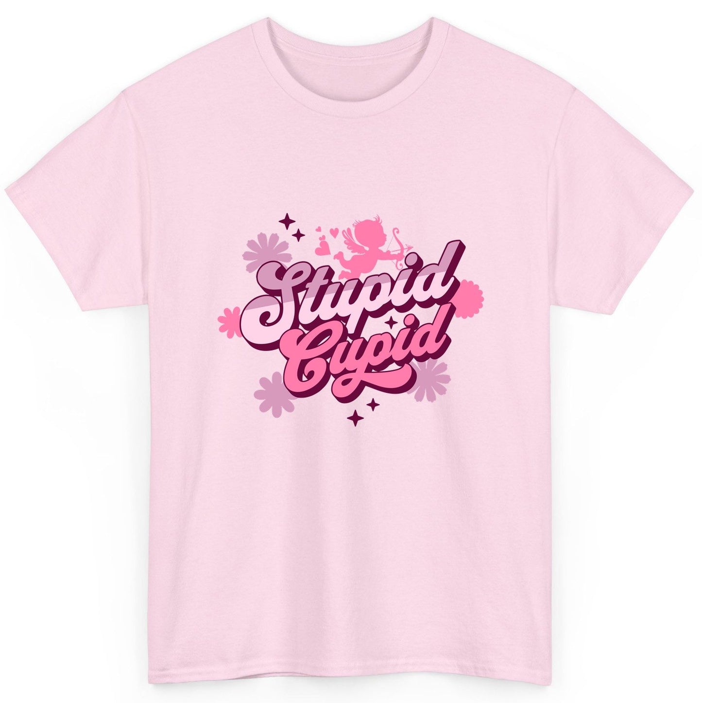 Stupid Cupid anti-Valentine's Day T-Shirt Light Pink product mockup
