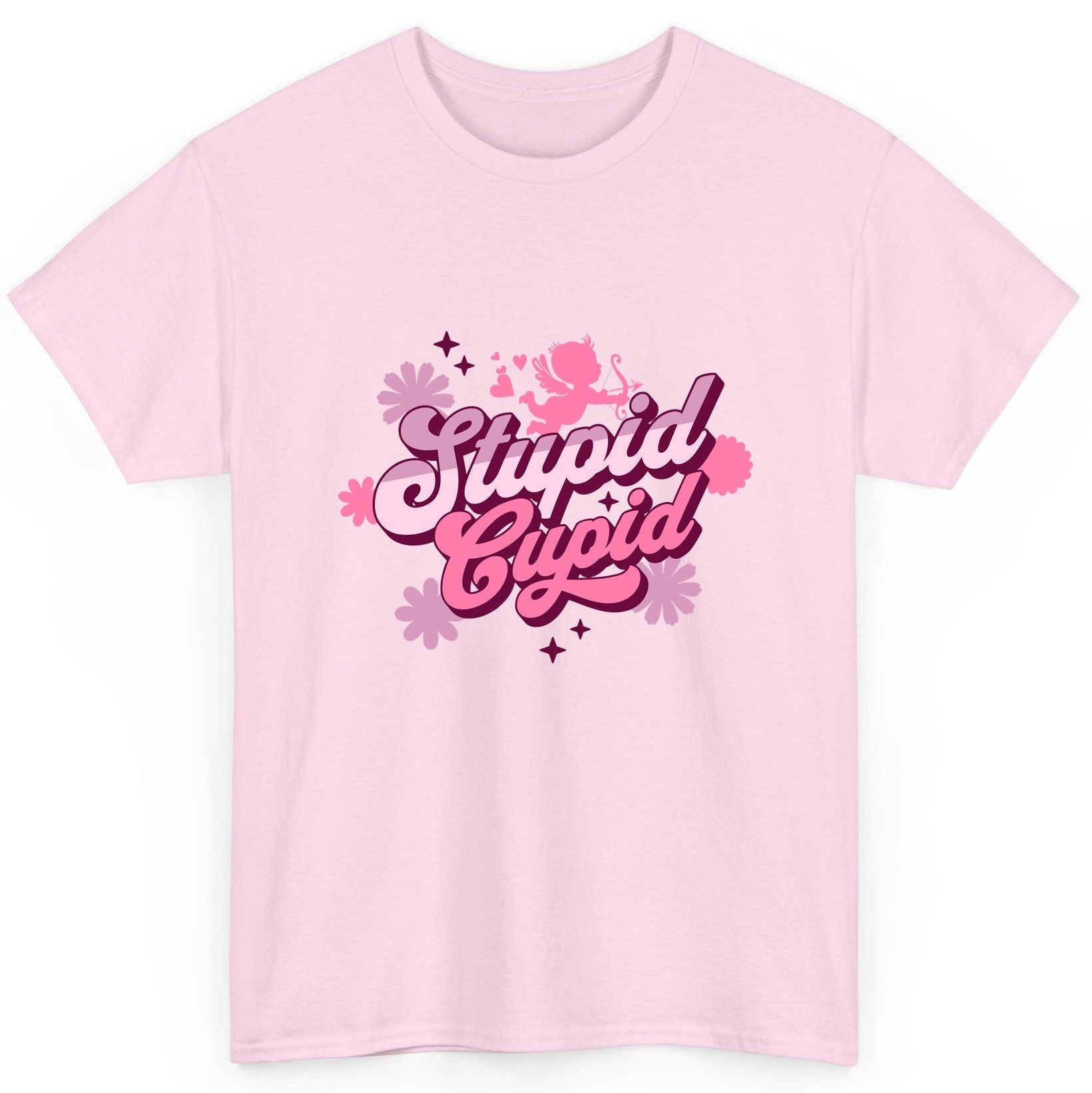 Stupid Cupid anti-Valentine's Day T-Shirt Light Pink product mockup