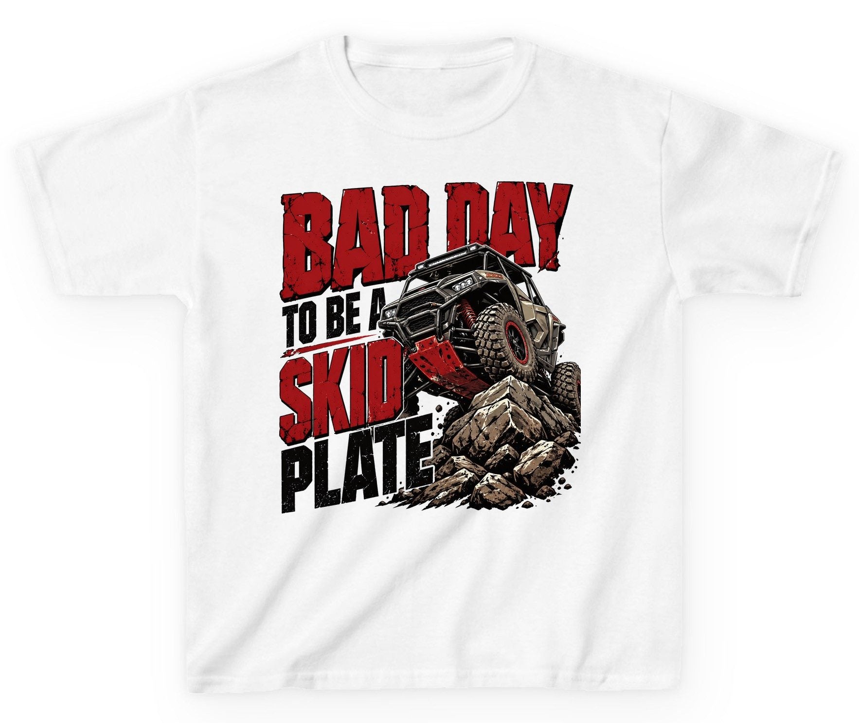 Bad Day to Be a Skid Plate Off-Roading Youth T-Shirt - product mockup - White