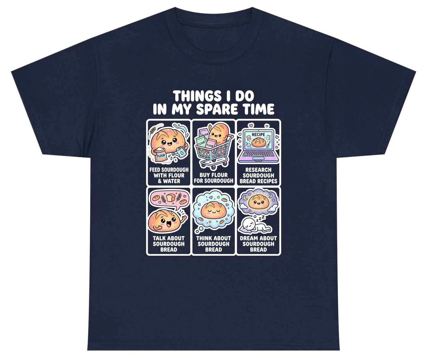 Things I Do in My Spare Time sourdough bread baking Youth T-Shirt Navy product mockup