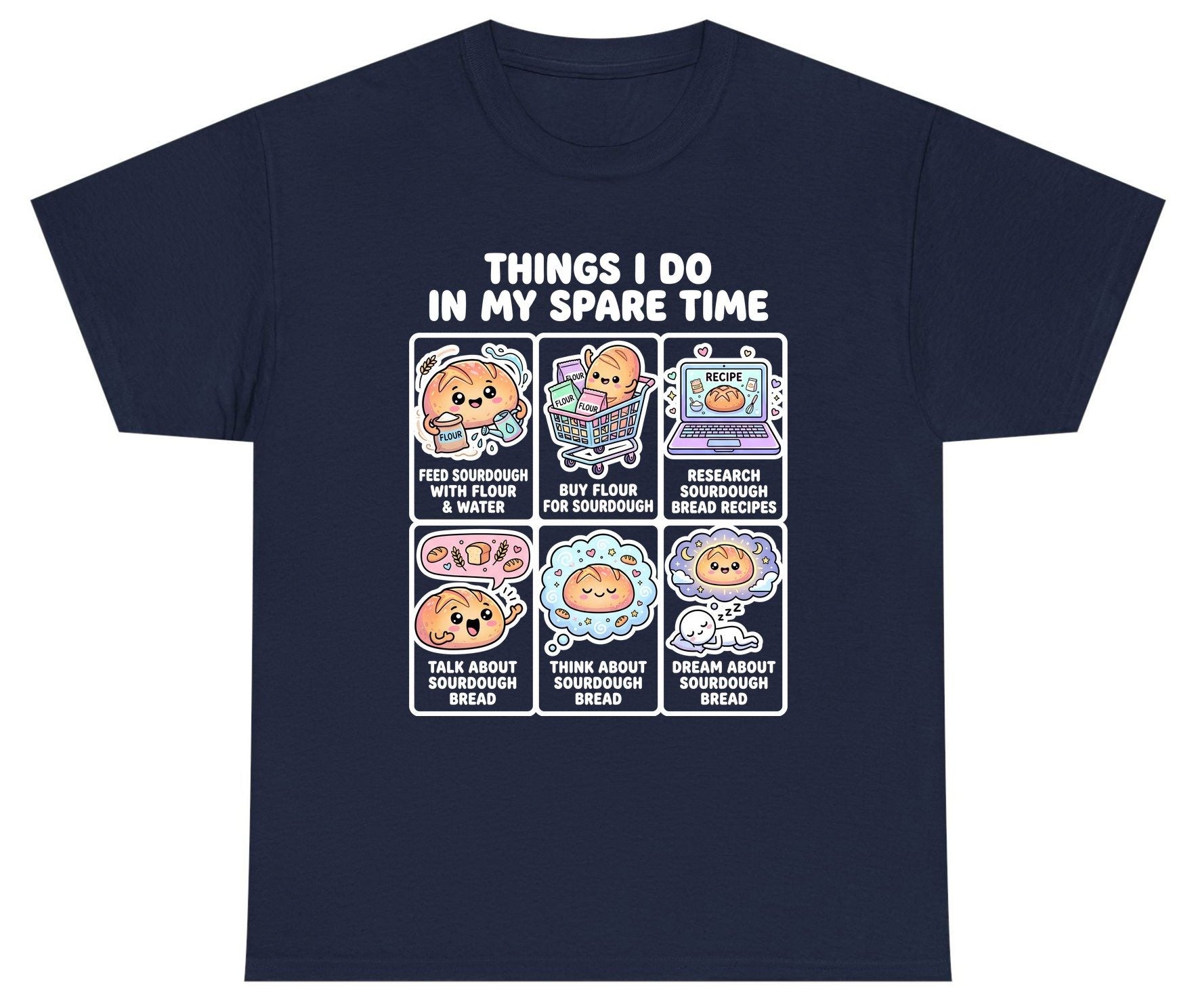Things I Do in My Spare Time sourdough bread baking Youth T-Shirt Navy product mockup