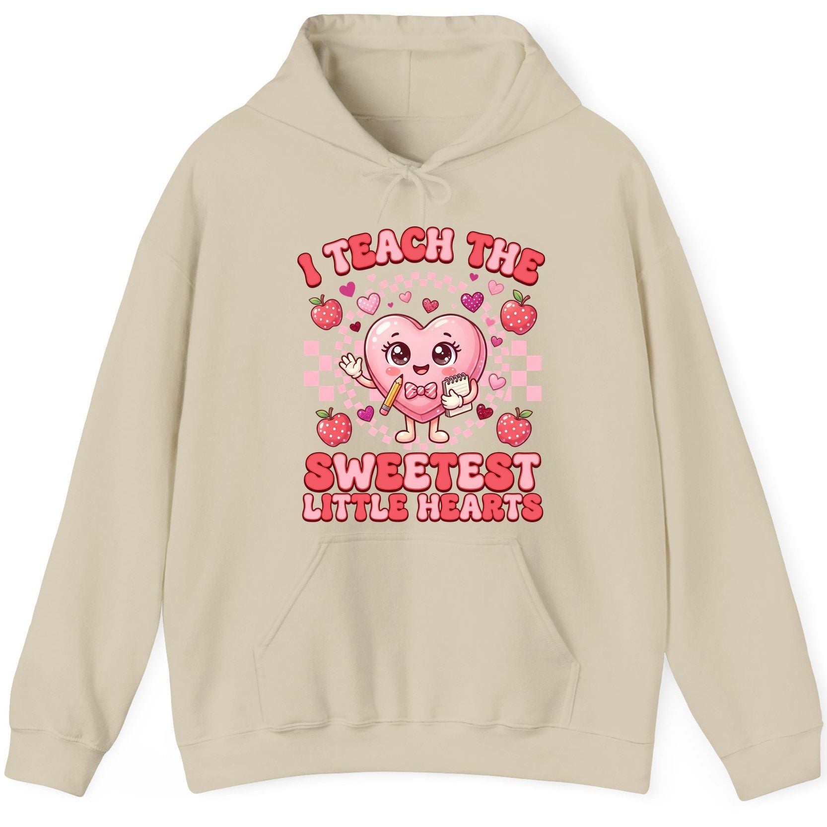 I Teach the Sweetest Little Hearts teaching Hoodie Sand product mockup