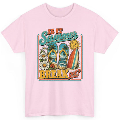 Is It Summer Break Yet Retro Vacation T-Shirt - product mockup - Light Pink