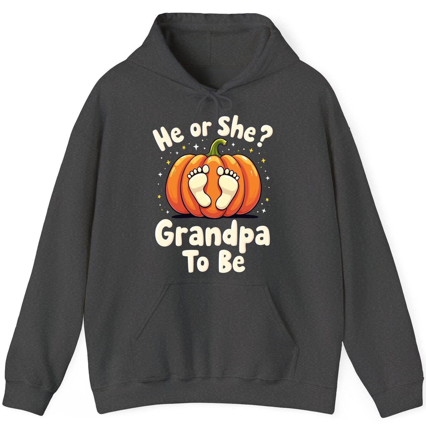 He or She Grandpa to Be gender reveal Hoodie Dark Heather product mockup