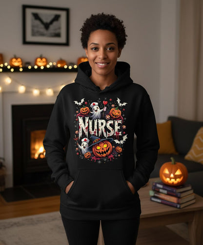 Nurse Halloween nurse Hoodie Black lifestyle mockup