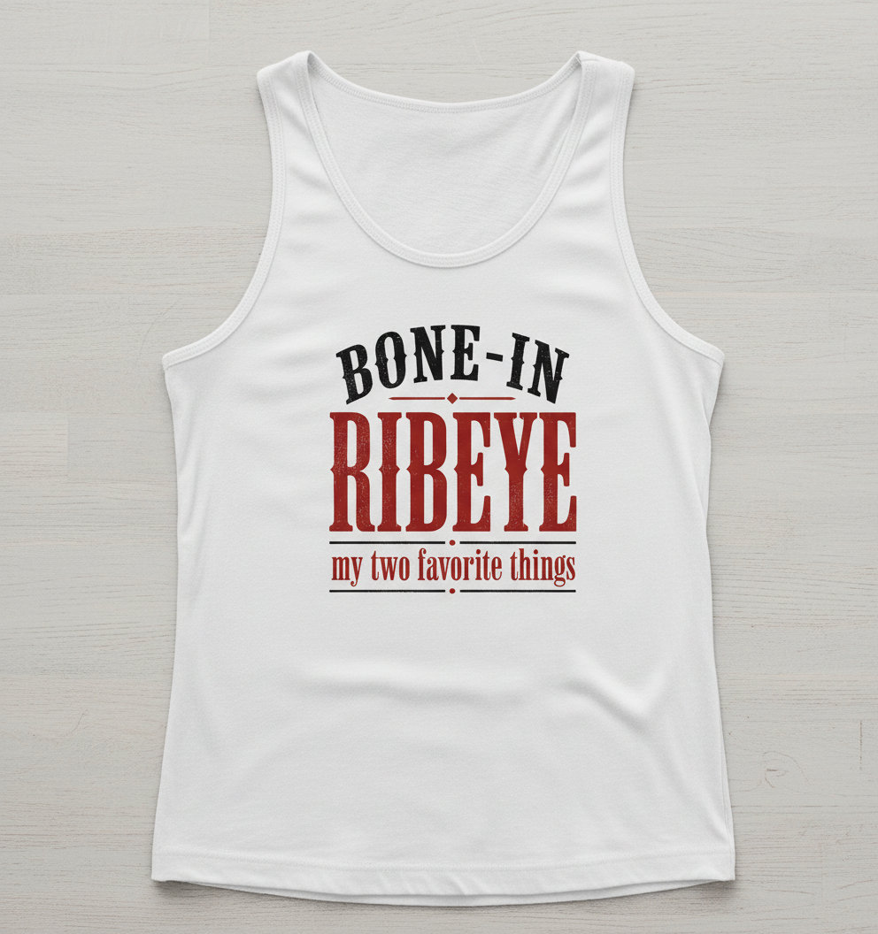 Bone-In Ribeye Steak Humor Tank Top - White