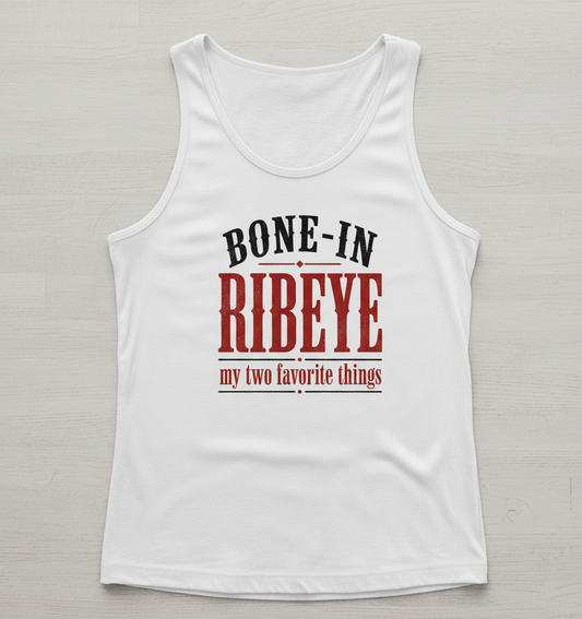 Bone-In Ribeye Steak Humor Tank Top - White