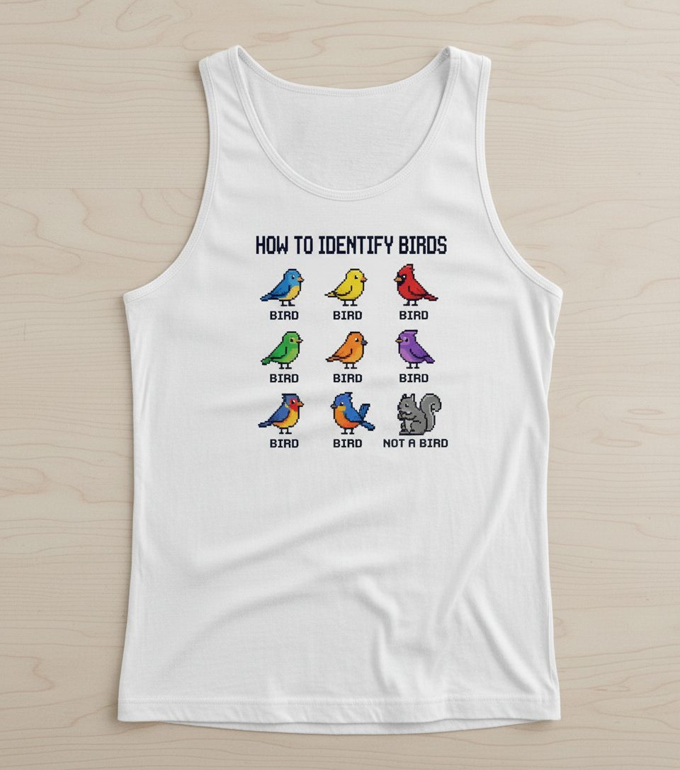 HOW TO Identify BIRDS Funny Birdwatching Tank Top - product mockup - White