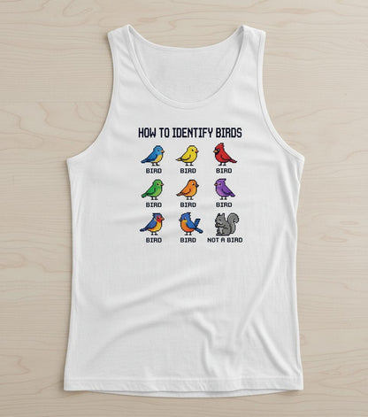 HOW TO Identify BIRDS Funny Birdwatching Tank Top - product mockup - White