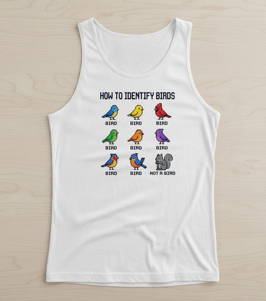 HOW TO Identify BIRDS Funny Birdwatching Tank Top - product mockup - White