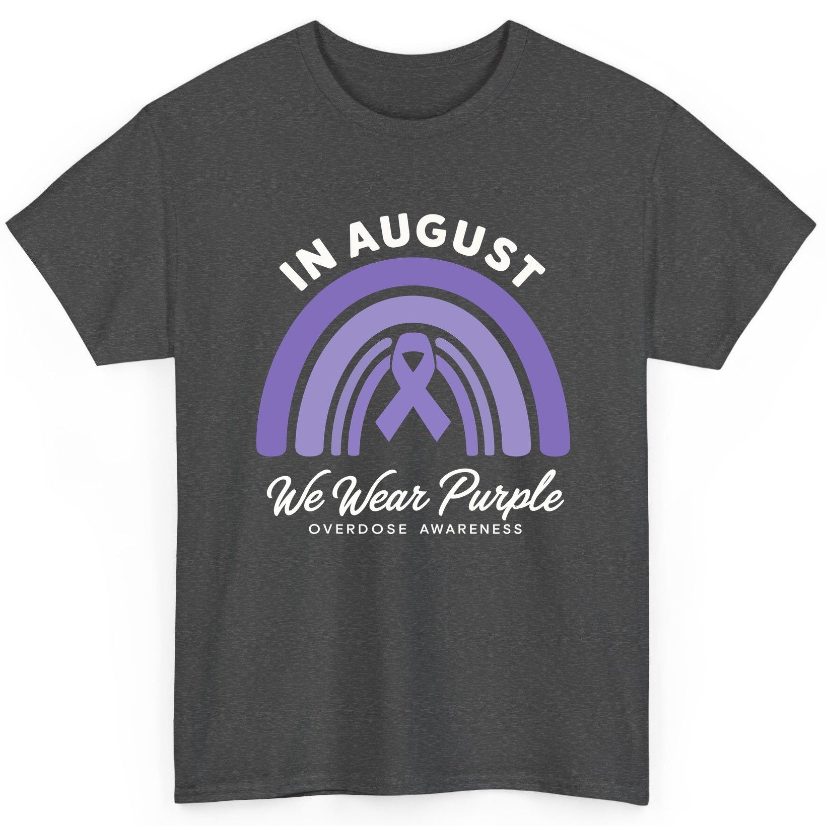 In August We Wear Purple Overdose Awareness overdose awareness T-Shirt Dark Heather product mockup