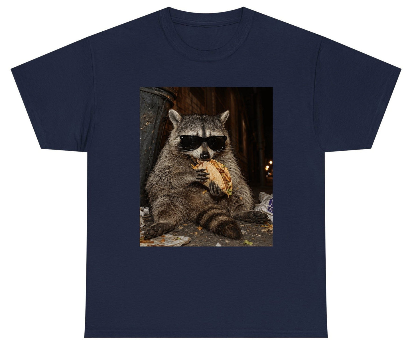 Raccoon Eating Taco Funny Animal Lovers Youth T-Shirt - product mockup - Navy