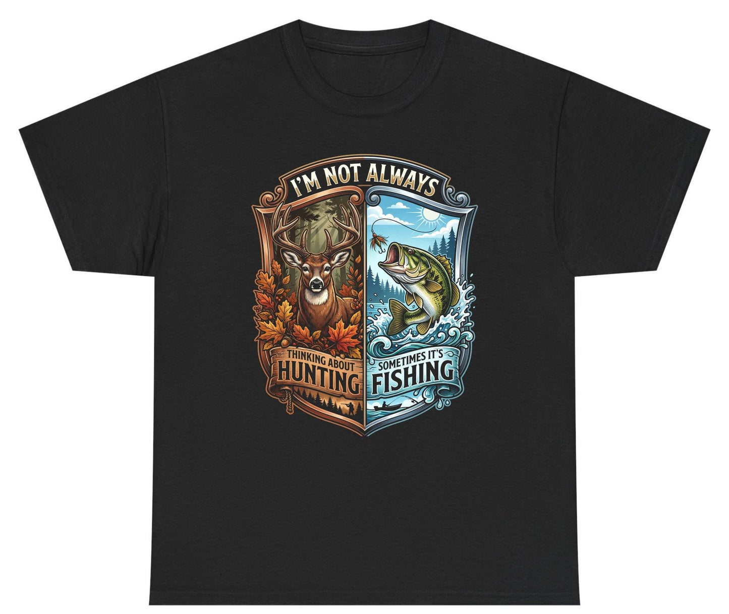 I'm Not Always Thinking About Hunting Sometimes It's Fishing hunting and fishing Youth T-Shirt Black product mockup