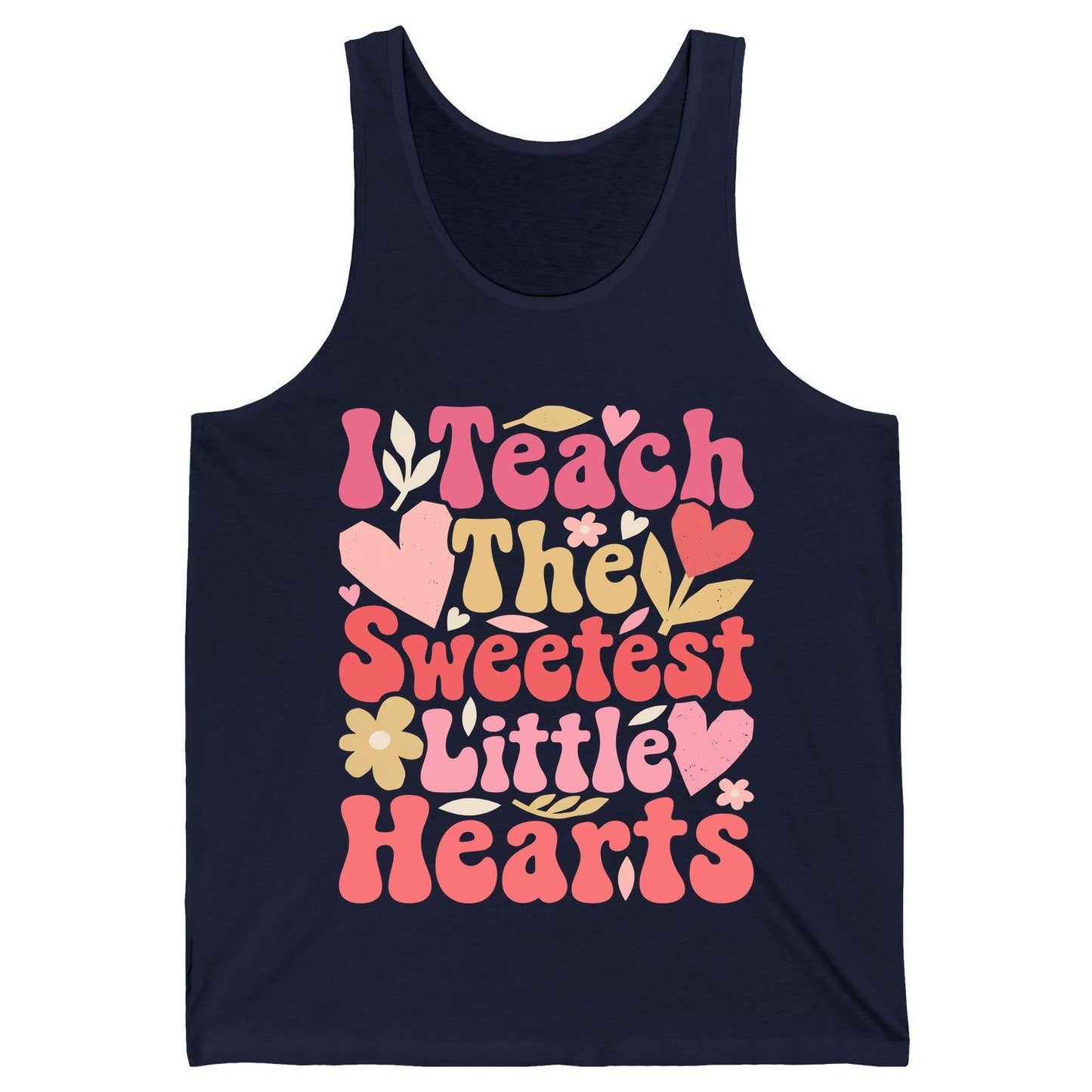 I Teach the Sweetest Little Hearts teaching Tank Top Navy product mockup