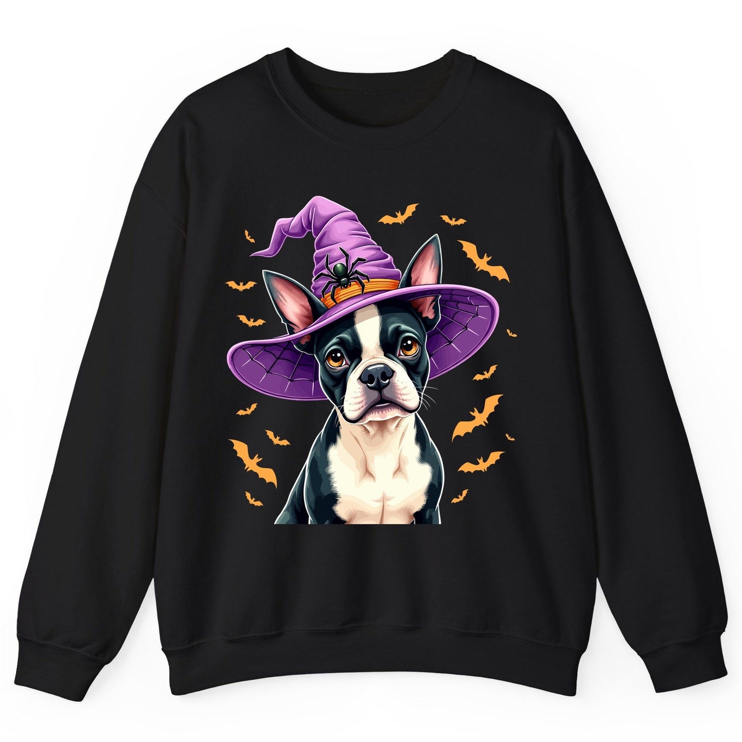 Halloween Boston Terrier Witch boston terrier Sweatshirt Black product mockup