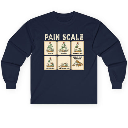 Pain Scale Christmas cookie pain scale Long Sleeve Tee Navy product mockup