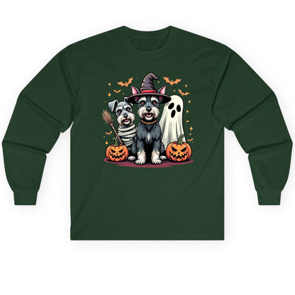 Halloween Schnauzer Dogs schnauzer dogs Long Sleeve Tee Forest Green product mockup