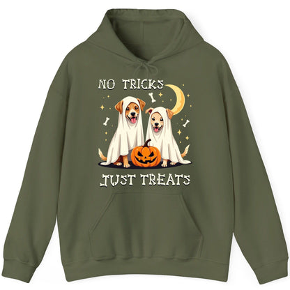 No Tricks Just Treats Halloween dogs Hoodie Military Green product mockup