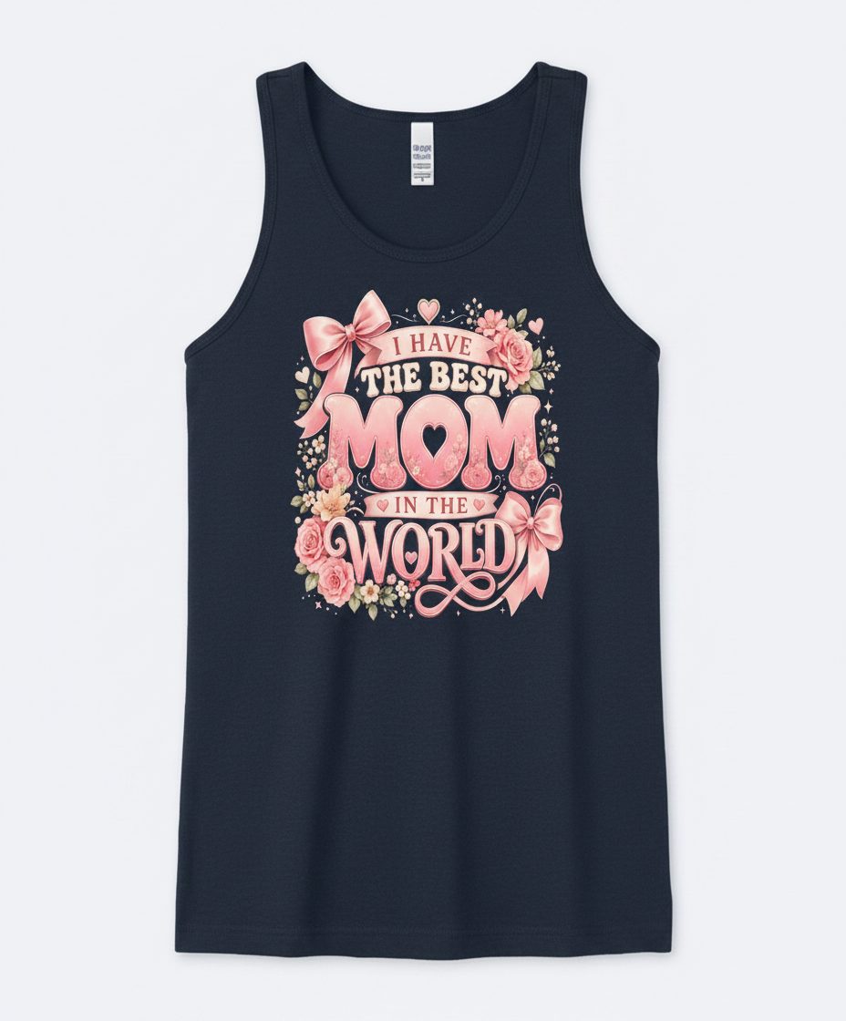 I Have the Best Mom in the World Mother's Day Tank Top - product mockup - Navy