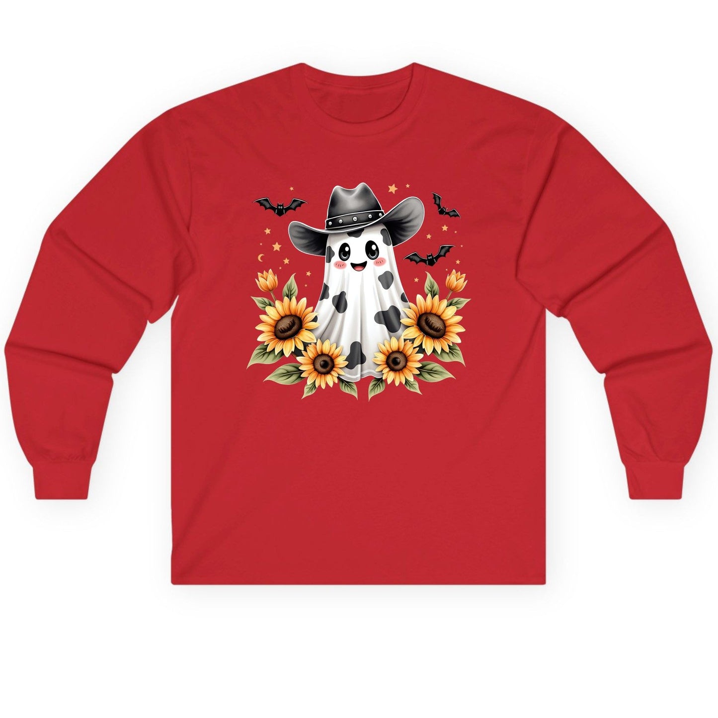 Cowboy Ghost Sunflowers cowboy ghost Long Sleeve Tee Red product mockup