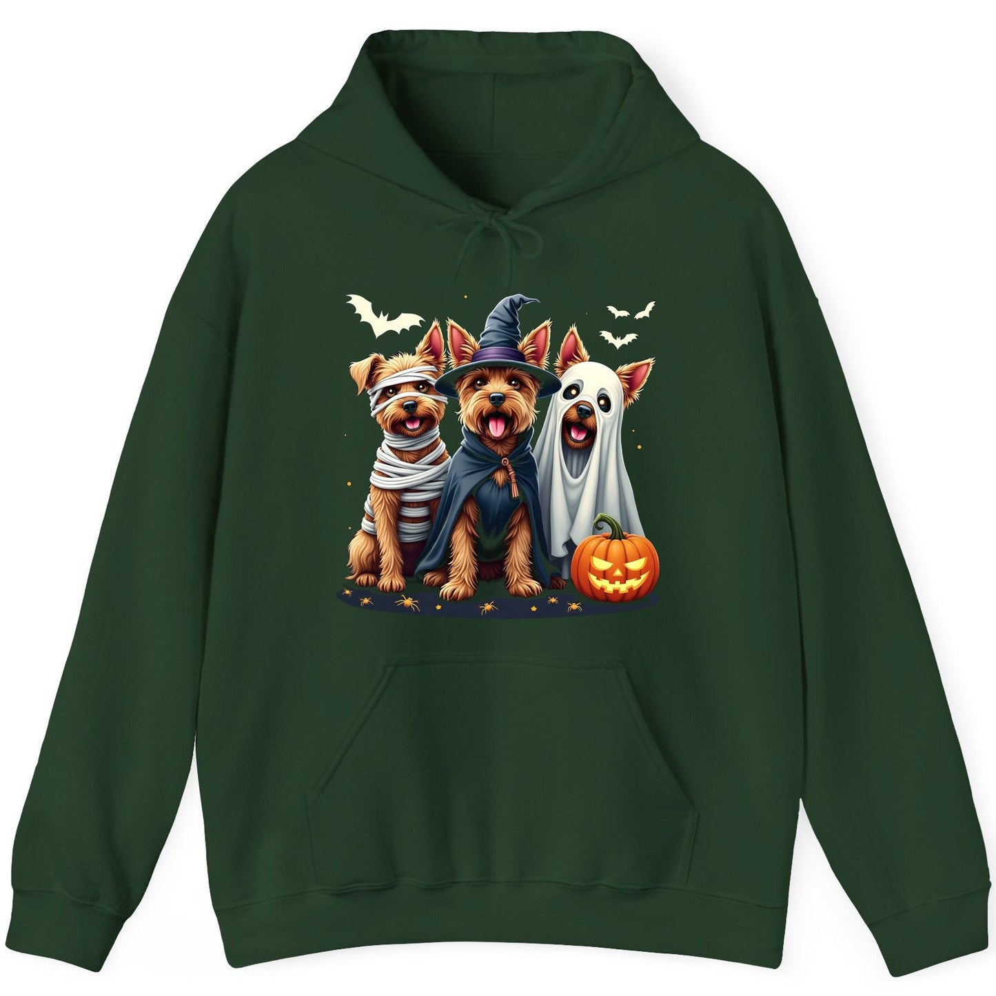 Cute Dogs Halloween Costumes dogs in Halloween costumes Hoodie Forest Green product mockup