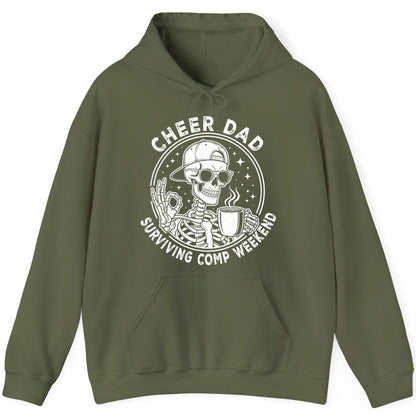 Cheer Dad Surviving Comp Weekend cheer dad Hoodie Military Green product mockup