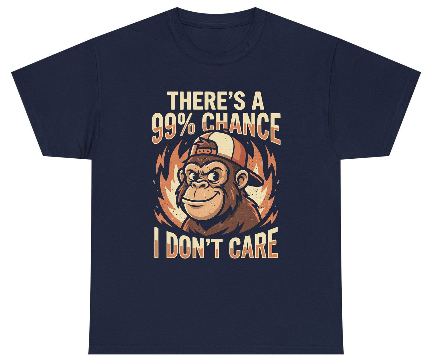 There's a 99% Chance I Don't Care monkey Youth T-Shirt Navy product mockup