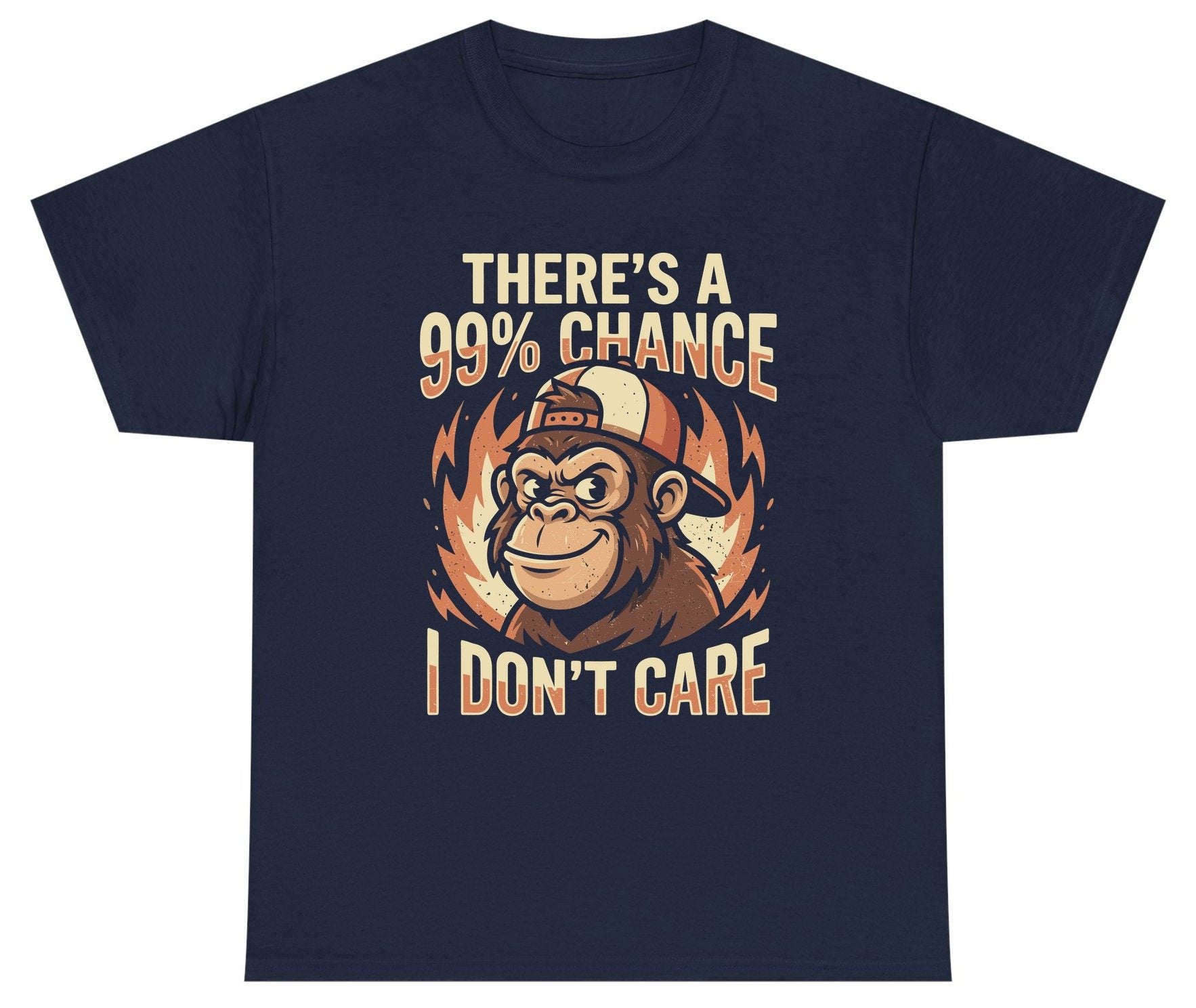 There's a 99% Chance I Don't Care monkey Youth T-Shirt Navy product mockup