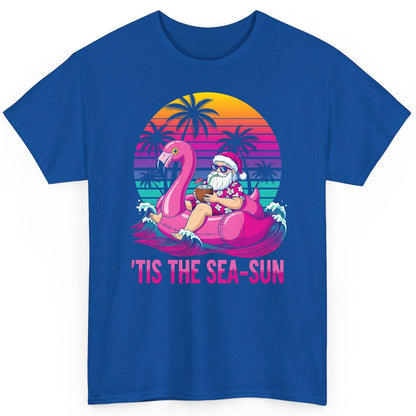 'Tis the Sea-Sun tropical santa claus T-Shirt Royal product mockup