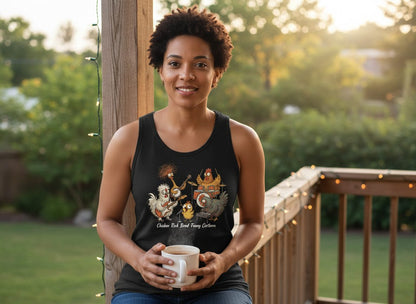 Chicken Rock Band chicken rock band Tank Top Black lifestyle mockup